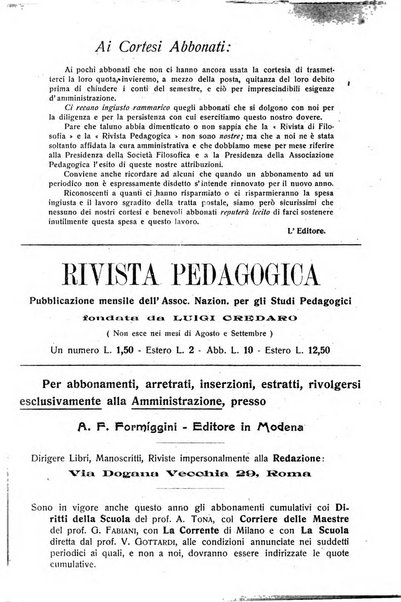 Rivista pedagogica pubblicazione mensile dell'Associazione nazionale per gli studi pedagogici