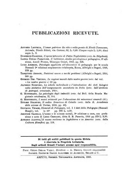 Rivista pedagogica pubblicazione mensile dell'Associazione nazionale per gli studi pedagogici