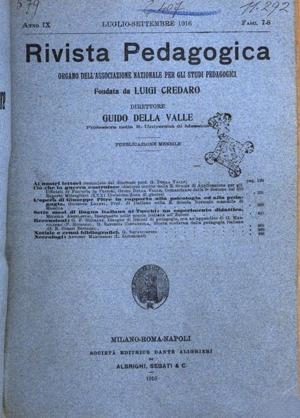 Rivista pedagogica pubblicazione mensile dell'Associazione nazionale per gli studi pedagogici