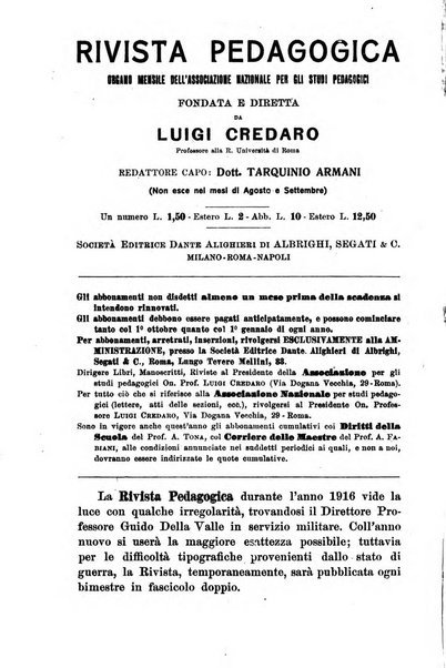Rivista pedagogica pubblicazione mensile dell'Associazione nazionale per gli studi pedagogici