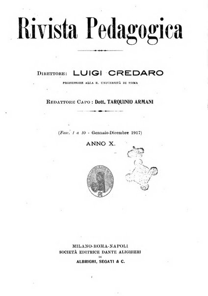 Rivista pedagogica pubblicazione mensile dell'Associazione nazionale per gli studi pedagogici