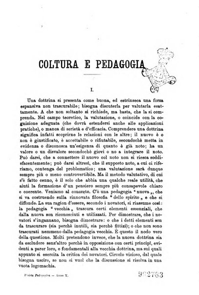 Rivista pedagogica pubblicazione mensile dell'Associazione nazionale per gli studi pedagogici