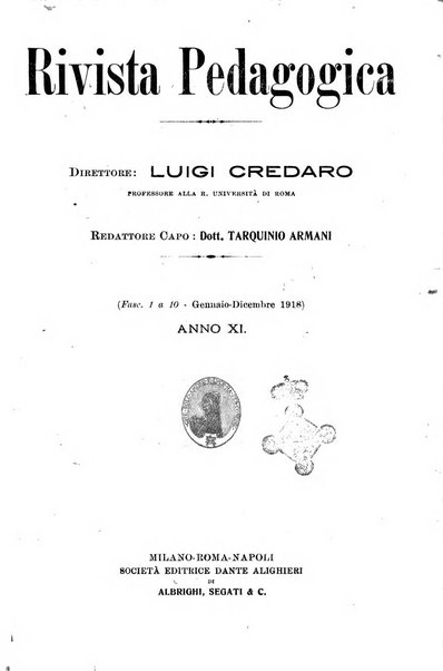 Rivista pedagogica pubblicazione mensile dell'Associazione nazionale per gli studi pedagogici