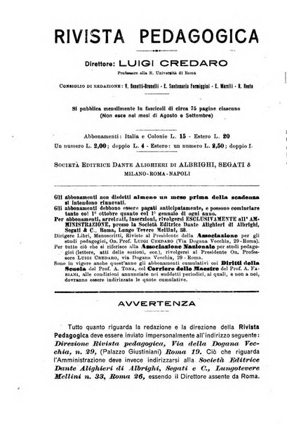 Rivista pedagogica pubblicazione mensile dell'Associazione nazionale per gli studi pedagogici