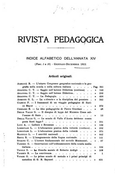 Rivista pedagogica pubblicazione mensile dell'Associazione nazionale per gli studi pedagogici