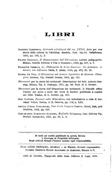 Rivista pedagogica pubblicazione mensile dell'Associazione nazionale per gli studi pedagogici