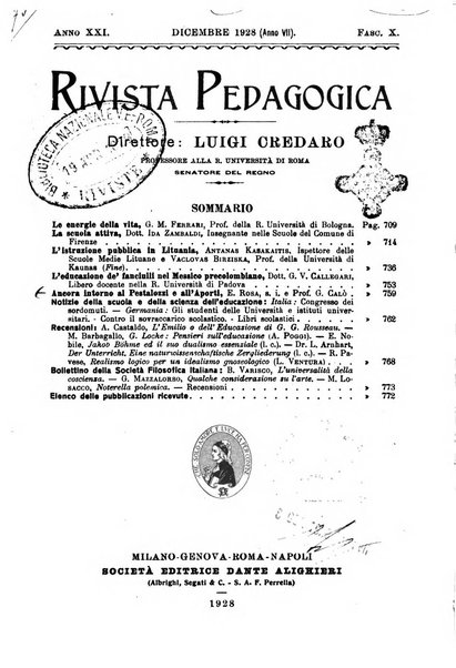 Rivista pedagogica pubblicazione mensile dell'Associazione nazionale per gli studi pedagogici