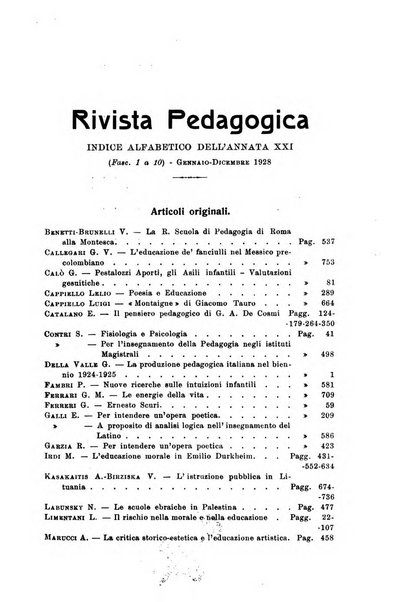 Rivista pedagogica pubblicazione mensile dell'Associazione nazionale per gli studi pedagogici