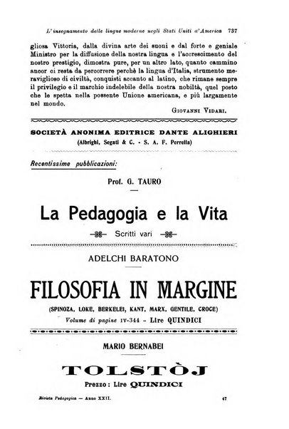 Rivista pedagogica pubblicazione mensile dell'Associazione nazionale per gli studi pedagogici