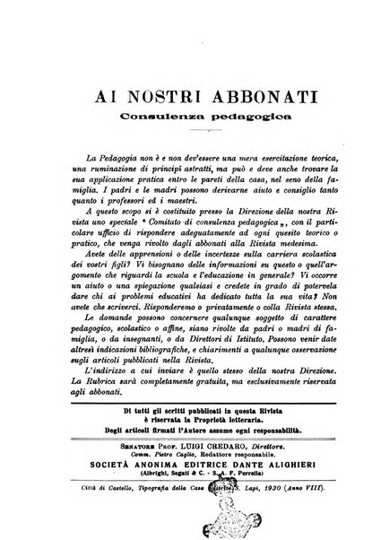 Rivista pedagogica pubblicazione mensile dell'Associazione nazionale per gli studi pedagogici