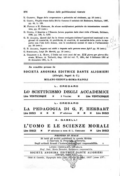 Rivista pedagogica pubblicazione mensile dell'Associazione nazionale per gli studi pedagogici