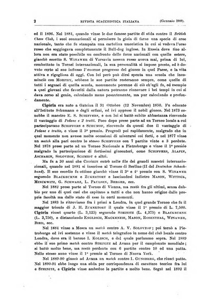 Rivista scacchistica italiana organo ufficiale dell'Unione, dell'Accademia di scacchi di Firenze e del circolo scacchistico della Meridiana di Torino