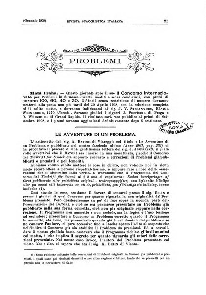 Rivista scacchistica italiana organo ufficiale dell'Unione, dell'Accademia di scacchi di Firenze e del circolo scacchistico della Meridiana di Torino