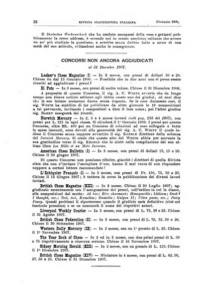 Rivista scacchistica italiana organo ufficiale dell'Unione, dell'Accademia di scacchi di Firenze e del circolo scacchistico della Meridiana di Torino