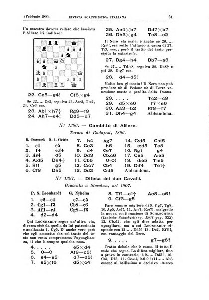 Rivista scacchistica italiana organo ufficiale dell'Unione, dell'Accademia di scacchi di Firenze e del circolo scacchistico della Meridiana di Torino