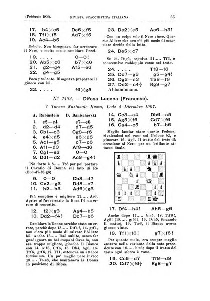 Rivista scacchistica italiana organo ufficiale dell'Unione, dell'Accademia di scacchi di Firenze e del circolo scacchistico della Meridiana di Torino