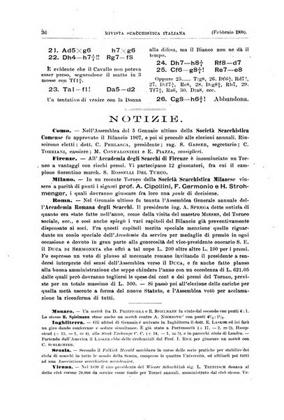 Rivista scacchistica italiana organo ufficiale dell'Unione, dell'Accademia di scacchi di Firenze e del circolo scacchistico della Meridiana di Torino