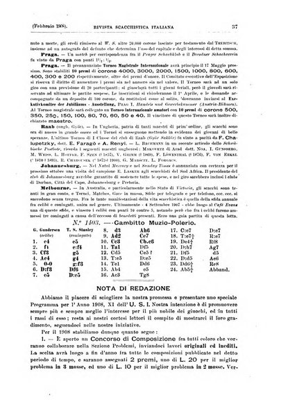 Rivista scacchistica italiana organo ufficiale dell'Unione, dell'Accademia di scacchi di Firenze e del circolo scacchistico della Meridiana di Torino