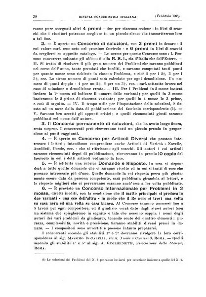 Rivista scacchistica italiana organo ufficiale dell'Unione, dell'Accademia di scacchi di Firenze e del circolo scacchistico della Meridiana di Torino