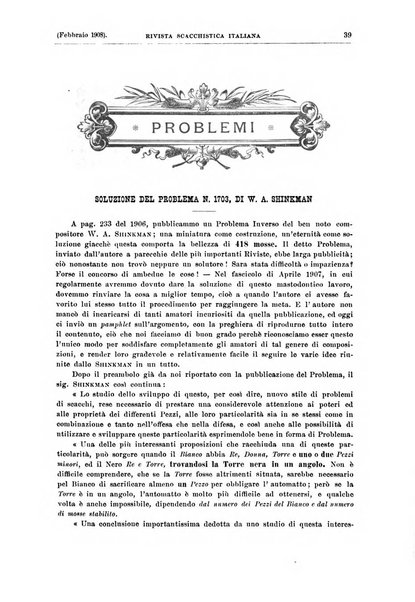 Rivista scacchistica italiana organo ufficiale dell'Unione, dell'Accademia di scacchi di Firenze e del circolo scacchistico della Meridiana di Torino