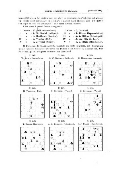 Rivista scacchistica italiana organo ufficiale dell'Unione, dell'Accademia di scacchi di Firenze e del circolo scacchistico della Meridiana di Torino