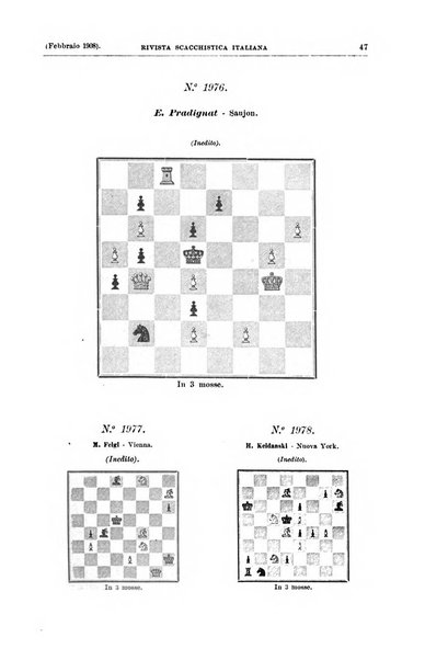 Rivista scacchistica italiana organo ufficiale dell'Unione, dell'Accademia di scacchi di Firenze e del circolo scacchistico della Meridiana di Torino