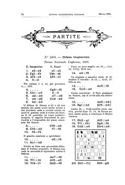 Rivista scacchistica italiana organo ufficiale dell'Unione, dell'Accademia di scacchi di Firenze e del circolo scacchistico della Meridiana di Torino