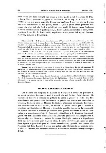 Rivista scacchistica italiana organo ufficiale dell'Unione, dell'Accademia di scacchi di Firenze e del circolo scacchistico della Meridiana di Torino