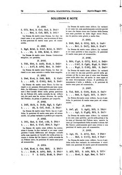 Rivista scacchistica italiana organo ufficiale dell'Unione, dell'Accademia di scacchi di Firenze e del circolo scacchistico della Meridiana di Torino