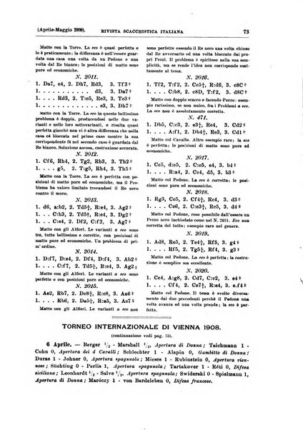 Rivista scacchistica italiana organo ufficiale dell'Unione, dell'Accademia di scacchi di Firenze e del circolo scacchistico della Meridiana di Torino