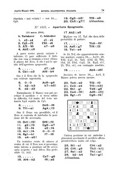 Rivista scacchistica italiana organo ufficiale dell'Unione, dell'Accademia di scacchi di Firenze e del circolo scacchistico della Meridiana di Torino