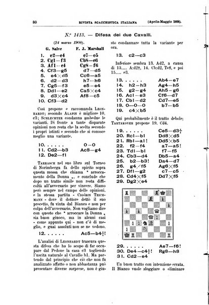 Rivista scacchistica italiana organo ufficiale dell'Unione, dell'Accademia di scacchi di Firenze e del circolo scacchistico della Meridiana di Torino