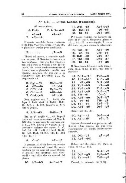 Rivista scacchistica italiana organo ufficiale dell'Unione, dell'Accademia di scacchi di Firenze e del circolo scacchistico della Meridiana di Torino