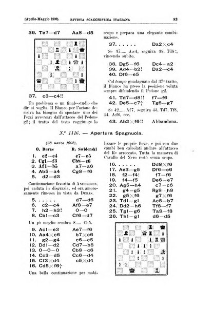 Rivista scacchistica italiana organo ufficiale dell'Unione, dell'Accademia di scacchi di Firenze e del circolo scacchistico della Meridiana di Torino