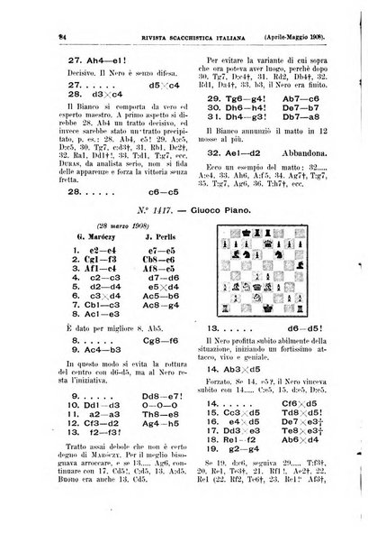 Rivista scacchistica italiana organo ufficiale dell'Unione, dell'Accademia di scacchi di Firenze e del circolo scacchistico della Meridiana di Torino