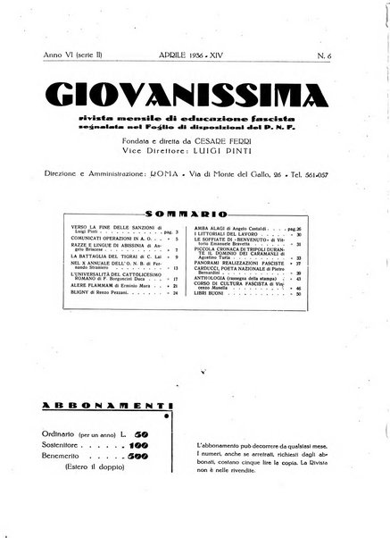 Giovanissima rivista mensile per i ragazzi e le famiglie