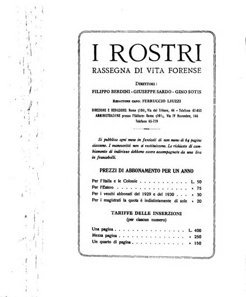 I rostri rassegna di vita forense