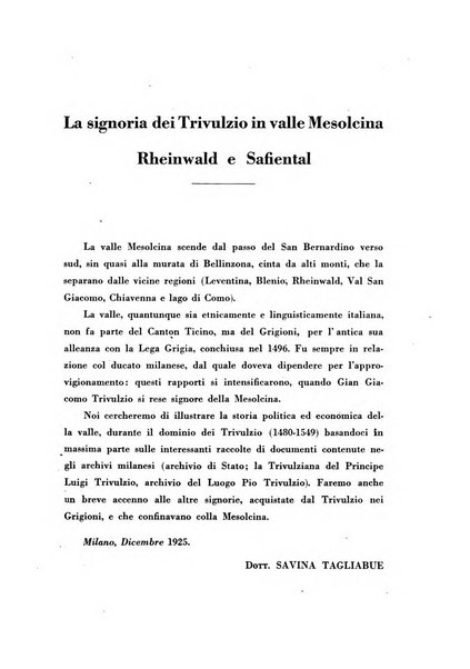 Archivio storico della Svizzera italiana pubblicazione trimestrale