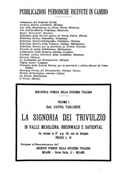 Archivio storico della Svizzera italiana pubblicazione trimestrale