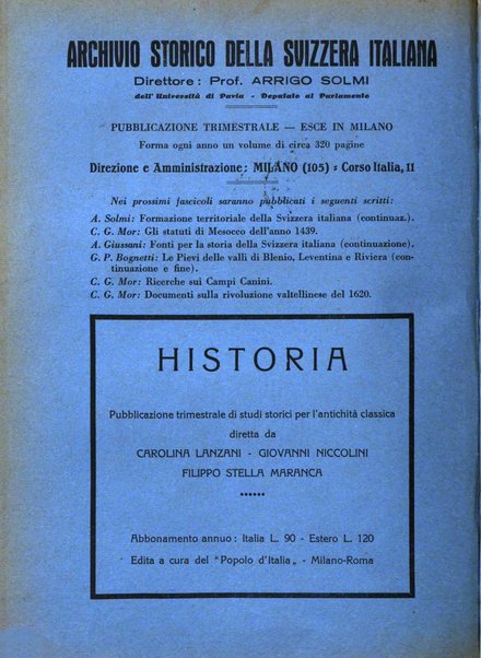 Archivio storico della Svizzera italiana pubblicazione trimestrale