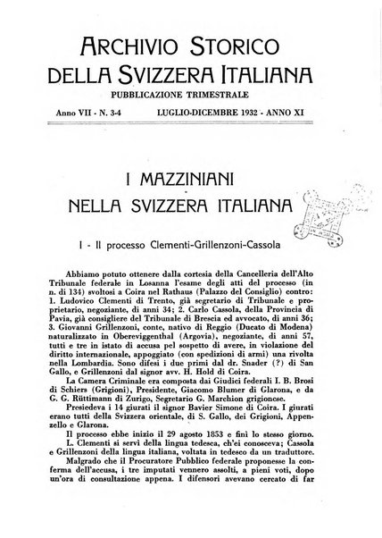 Archivio storico della Svizzera italiana pubblicazione trimestrale