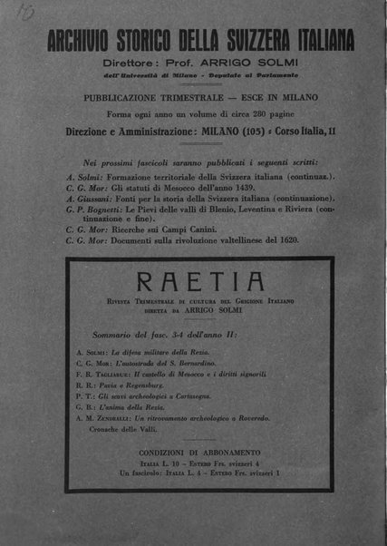 Archivio storico della Svizzera italiana pubblicazione trimestrale