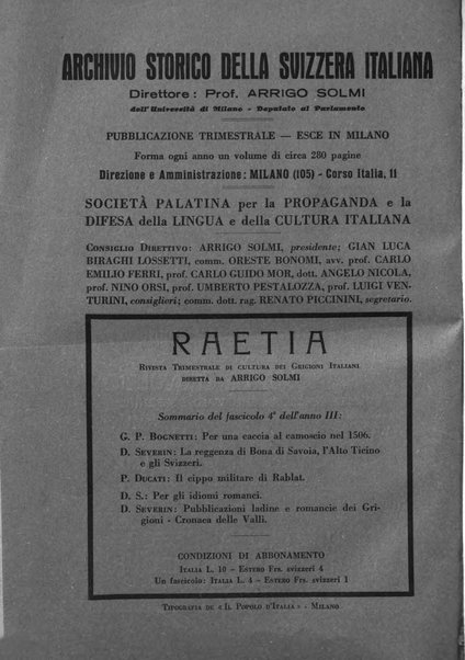 Archivio storico della Svizzera italiana pubblicazione trimestrale