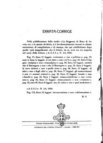 Archivio storico della Svizzera italiana pubblicazione trimestrale