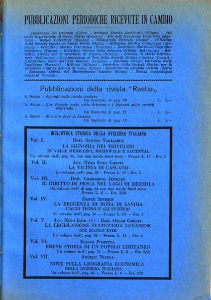 Archivio storico della Svizzera italiana pubblicazione trimestrale