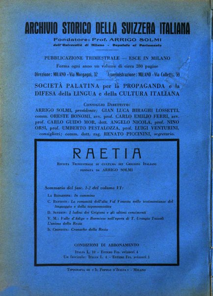 Archivio storico della Svizzera italiana pubblicazione trimestrale