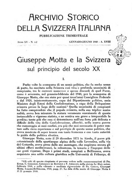 Archivio storico della Svizzera italiana pubblicazione trimestrale