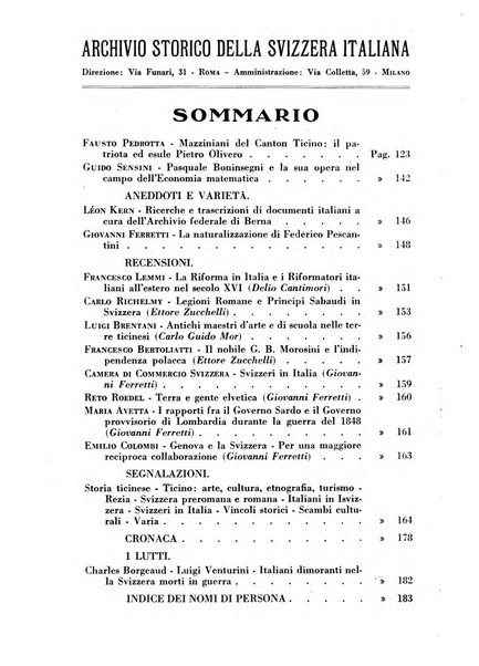 Archivio storico della Svizzera italiana pubblicazione trimestrale