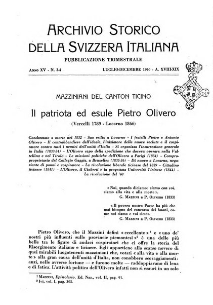 Archivio storico della Svizzera italiana pubblicazione trimestrale