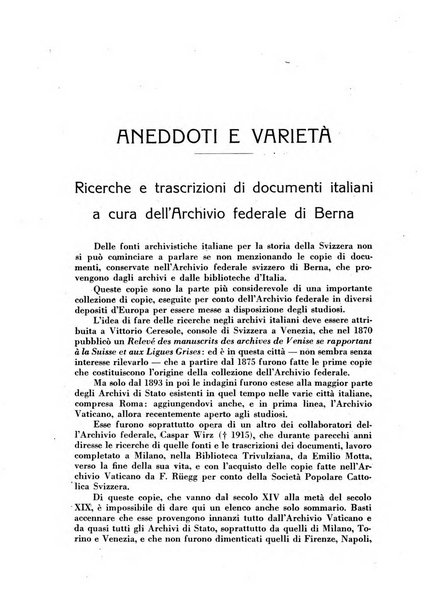 Archivio storico della Svizzera italiana pubblicazione trimestrale